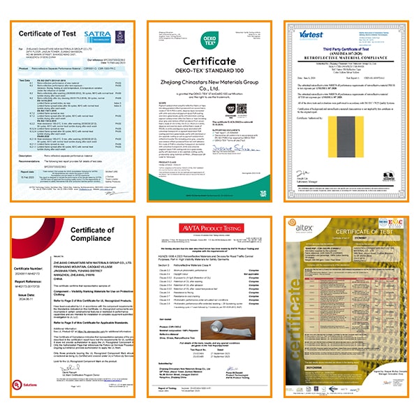 Certifications for FR Reflective Tape