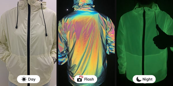 Nighttime Emit Green Light Pattern Reflective Fabric