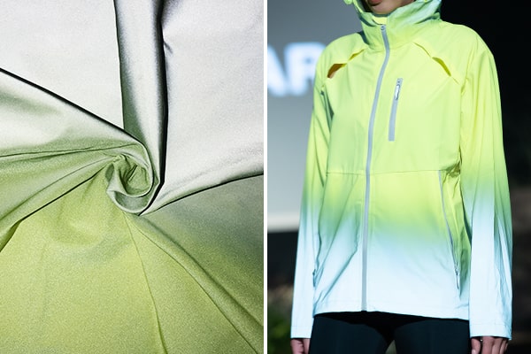 Color-Silver Gradient Pattern Reflective Fabric